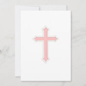 招待状 洗礼 「エンボス加工」 十字架 ピンク (正面)