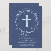 招待状-男の赤ちゃんの招待--に洗礼を施す洗礼 招待状 (正面/裏面)