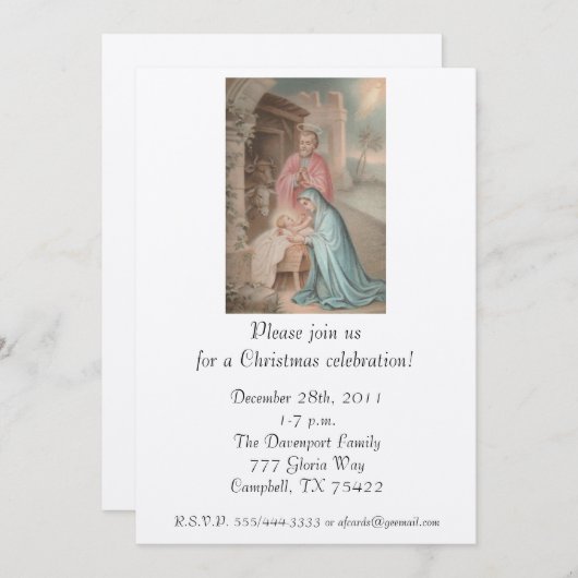 招待状: 神聖な家族のパステル 招待状 (正面/裏面)