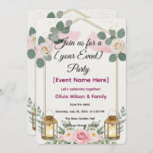 招待状 花モチーフの優雅なランタン (正面/裏面)