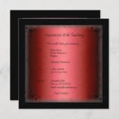 招待状 誕生日 グラマラス 赤 黒 花 (正面/裏面)