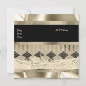 招待状 誕生日 ブラックライト ゴールド アートデコ (裏面)