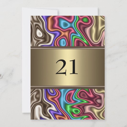 招待状 誕生日 抽象的な色 擬似シルク (正面)