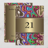 招待状 誕生日 抽象的な色 擬似シルク (正面/裏面)