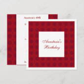 招待状 誕生日 抽象的な 赤い 円 (正面/裏面)