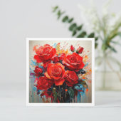 招待状 - 赤いバラのアートワーク (スタンド正面)