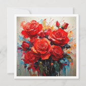 招待状 - 赤いバラのアートワーク (正面)