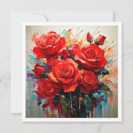 招待状 - 赤いバラのアートワーク