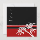 招待状 赤 黒 白 アジアの竹 (裏面)