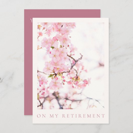 招待状:退職:さくらんぼ花枝 サンキューカード (正面/裏面)