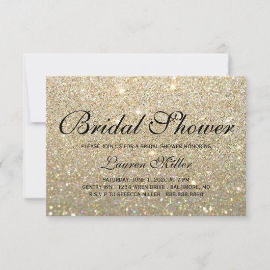 招待状-金ゴールドグライトファブシャワー 招待状 (正面)