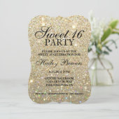 招待状-金ゴールドグリッターFab Sweet 16 招待状 (スタンド正面)