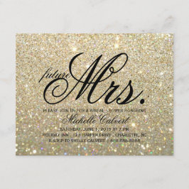 招待状-金ゴールドグリットファブフューチャーミセスブライダルシャワー 招待状