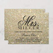 招待状-金ゴールドグリットファブミセスブライダルシャワー2 招待状 (正面/裏面)