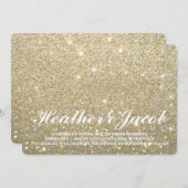 招待状-金ゴールドグリットファブ結婚ズ 招待状 (正面/裏面)