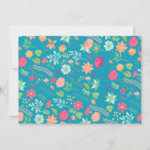 招待状、鮮やかな青の花模様（任意の年齢！） 招待状 (裏面)