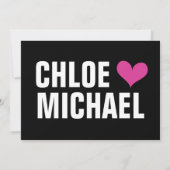 招待状-黒、ピンクハート 招待状 (裏面)