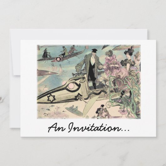 招待状(19世紀な未来派のプリント) 招待状 (正面)