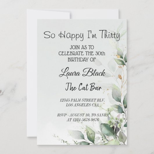 招待状 | 30歳の誕生日 | 50歳 (正面)