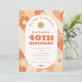 招待状- 40th誕生日 – レトロピーチパステル 招待状 (スタンド正面)