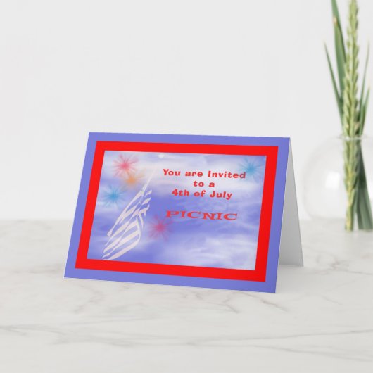 招待状、7月4日ピクニック 招待状 (正面)