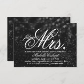 招待状- Black Glit Fab future Mrs. ブライダルシャワー 招待状 (正面/裏面)