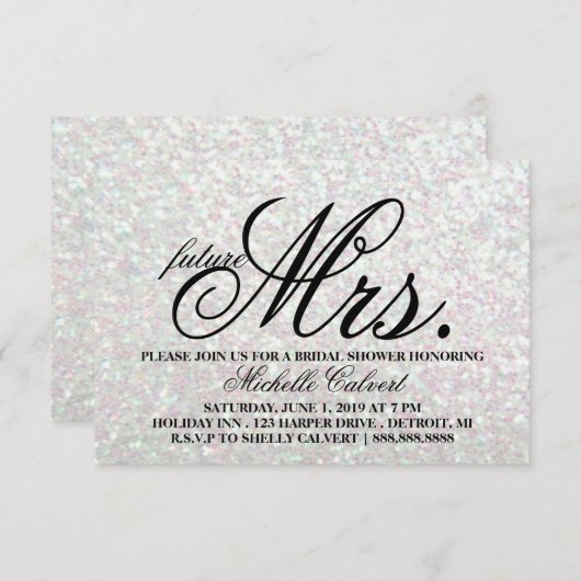 招待状- Glitブライダルシャワー未来Mrs.Iridescent 招待状 (正面/裏面)