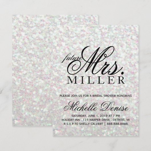 招待状- Glit Fab future Mrs. Iridescentブライダル 招待状 (正面/裏面)