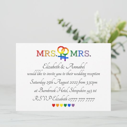 招待状- Mrs & Mrs Wedding Invite 招待状 (スタンド正面)