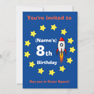 招待状- Rocket出荷カスタム誕生日 – 名前の追加 招待状