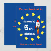 招待状- Rocket出荷カスタム誕生日 – 名前の追加 招待状 (正面/裏面)