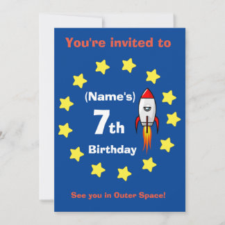 招待状- Rocket出荷カスタム誕生日 – 名前の追加 招待状