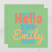 招待状hello fromテンプレートファンキーフラットカード セーブザデート (正面/裏面)