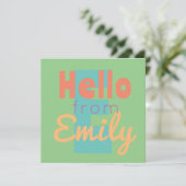 招待状hello fromテンプレートファンキーフラットカード セーブザデート (スタンド正面)