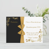 招待状PROM,Seven Prom,エレガント,金ゴールドリボン 招待状 (スタンド正面)