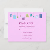 招待状RSVPの応答カードを示しているユダヤ人の女の赤ちゃん 出欠カード (正面)