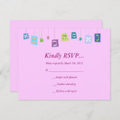 招待状RSVPの応答カードを示しているユダヤ人の女の赤ちゃん 出欠カード (正面/裏面)