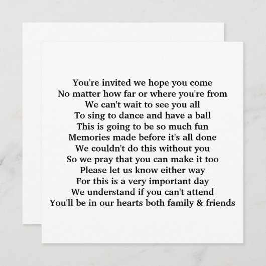 招待詩 招待状 (正面/裏面)