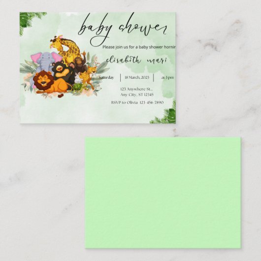 招待赤ちゃんシャワーかわいい エンクロージャーカード (正面/裏面)