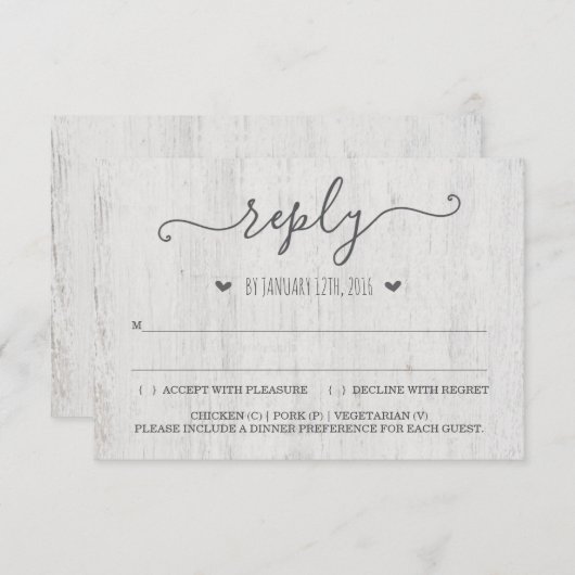 招待返信カードの挿入ページ | ラスティック ロマンティック 招待状 (正面/裏面)