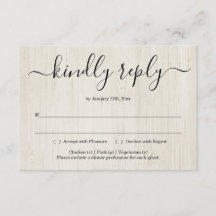 招待返信カード用 挿入紙 - ラスティック ウッド