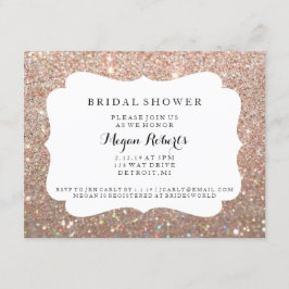 招待-すてきなブライダルシャワー日-ばら色の金ゴールドのグリッター 招待状