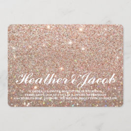 招待-ばら色の金ゴールドのGlitのすてきな結婚式 招待状