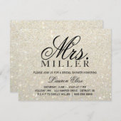 招待-ホワイトゴールドのGlitのすてきな夫人ブライダルシャワー2 招待状 (正面/裏面)