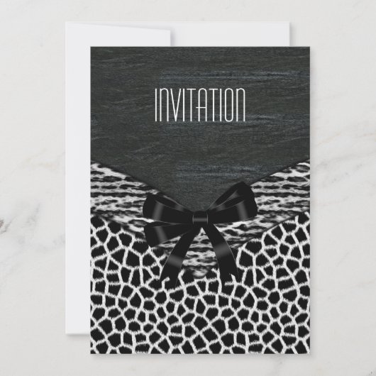 招待 ワイルド ブラック ホワイト 招待状 (正面)