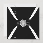 招待 優雅な ブラック ホワイト ボウタイ 招待状 (裏面)