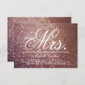 招待-夫人はグリッターのブライダルシャワーの未来の上がりました 招待状 (正面/裏面)