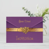 招待 紫色ベルベットジュエルゴールドクラッチ財布 招待状 (スタンド正面)