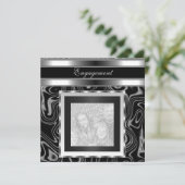 招待 結婚式 エンゲージメント グラマラス アブストラクト ブラック フォト 招待状 (スタンド正面)