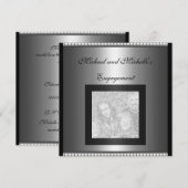 招待 結婚式 エンゲージメント グラマー フォトフレーム シルバー 招待状 (正面/裏面)